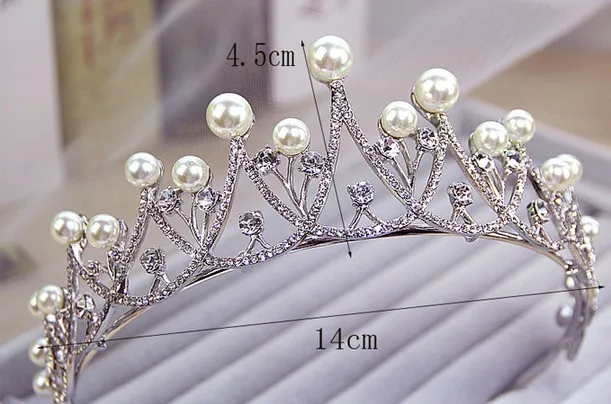 Plemenito Moda Peneče Kristalno Pearl Tiara Krono Poročni Dodatki za Lase Za Poroko Pageant Diamante Tiara Stranka za Ženske
