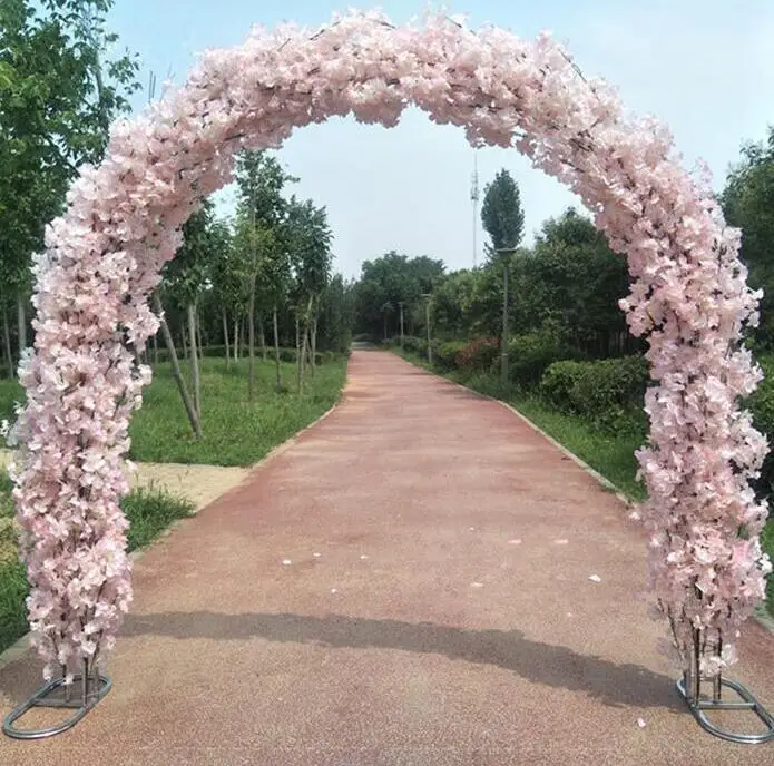 Nove umetne rože češnjev cvet s kovinskimi poroko železa arch polno stojalo češnjev cvet +arch polica DIY okno stranka dekor