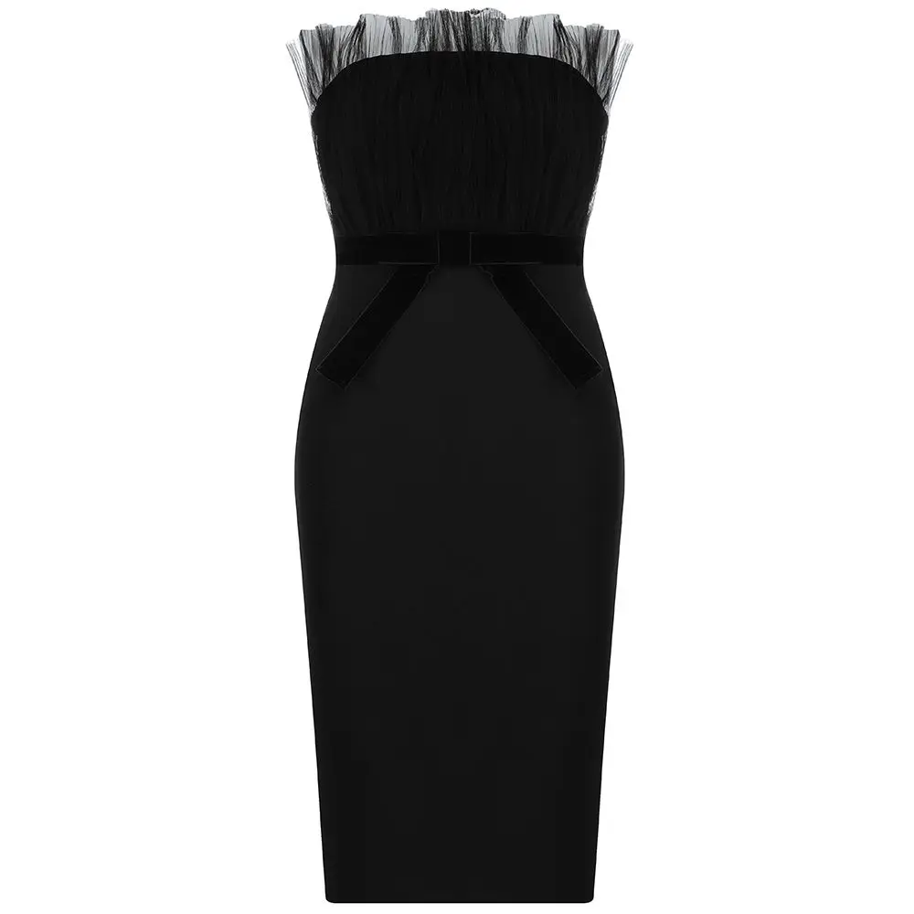 Ocstrade Black Povoj Obleko Vestido 2020 Ženska Seksi Brez Naramnic Mini Povoj Obleko Bodycon Slavni Klub Večer Stranka Obleke