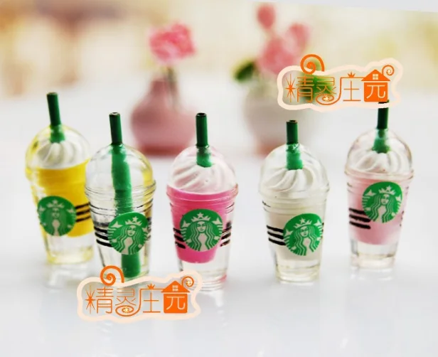 MINI Dollhou Mini pohištvo model, dodatki za hrano, igra 5 pokal Frappuccino vse različne barve, 5 barv