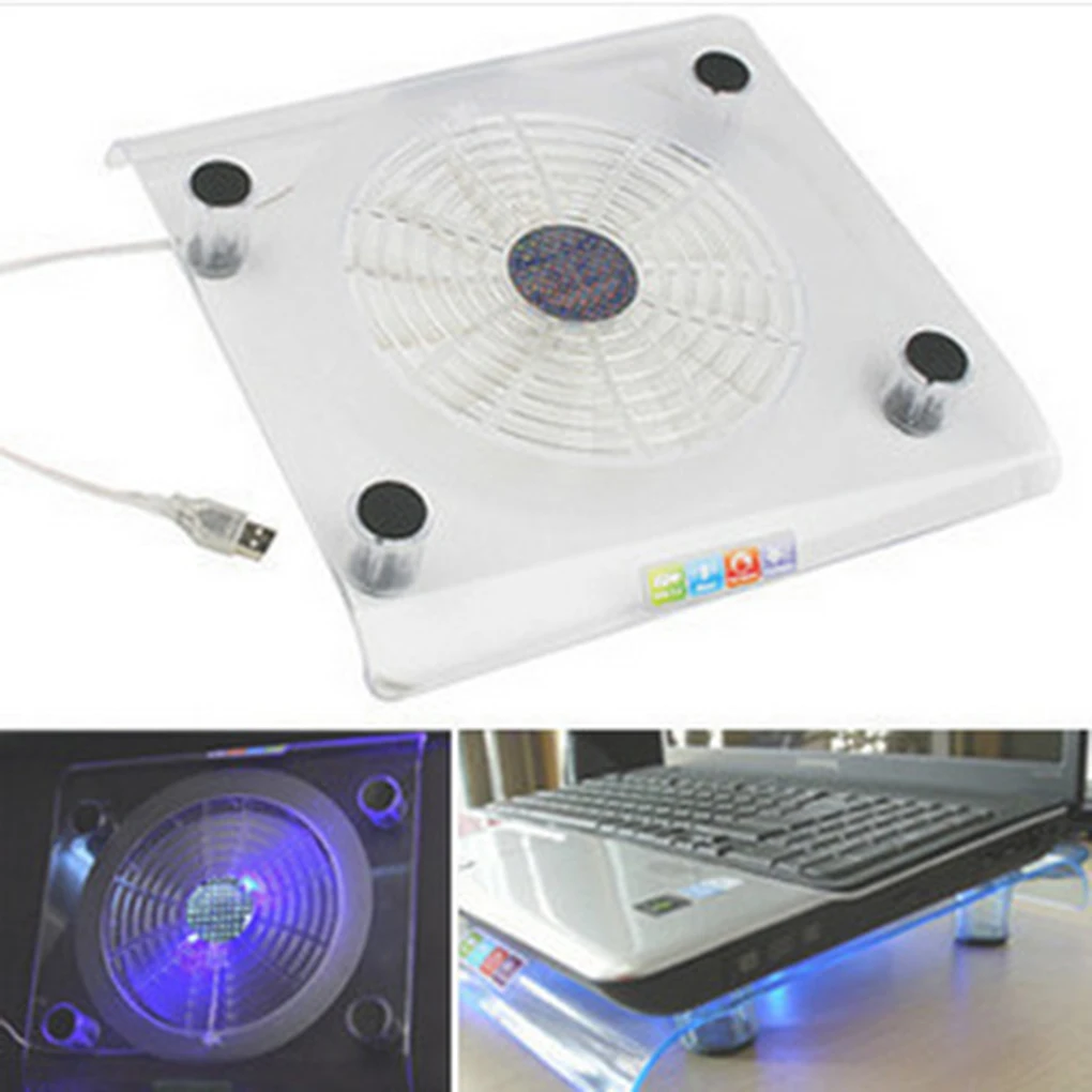 1PC USB Prenosni Hladilnik Modro LED Svetlobo Heatsink Laptop PC Base Računalnik Cooling Pad Odvajanje Toplote Nosilec Naključno Barvo