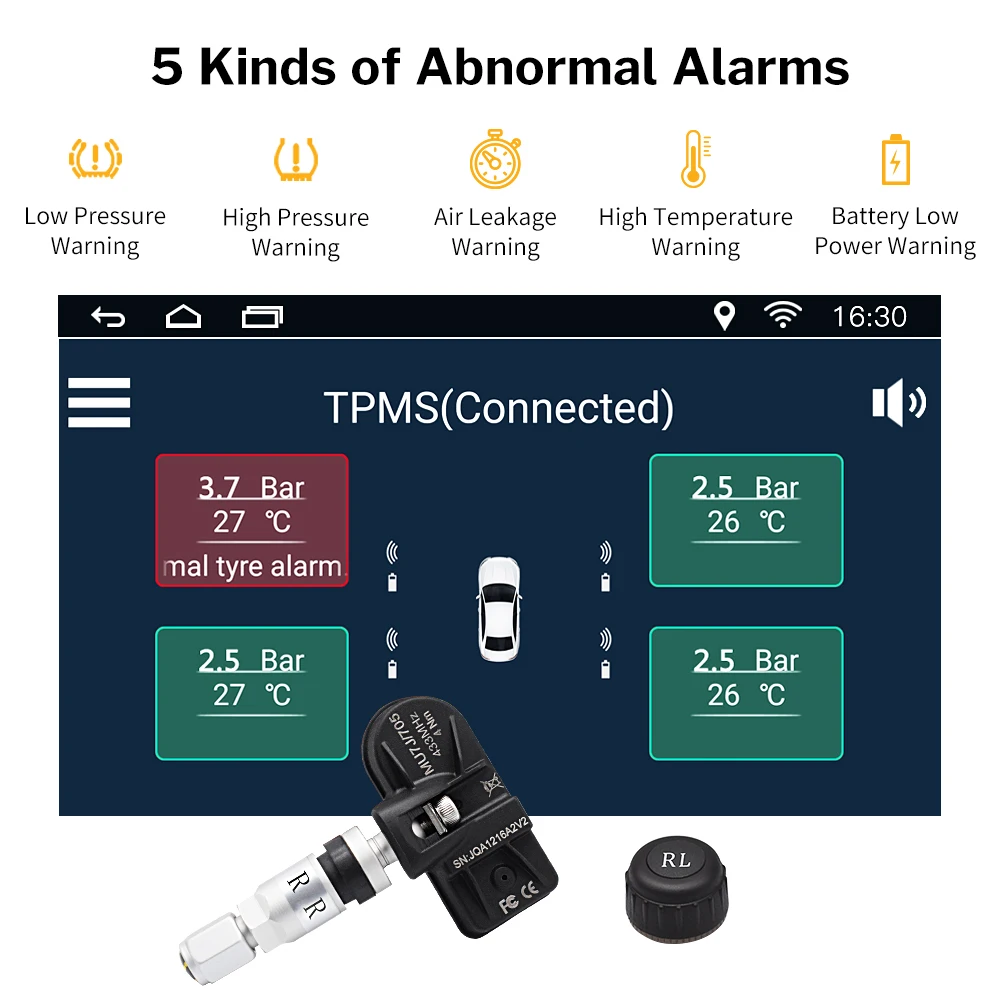 Deelife TPMS Android USB Avto Nadzor Tlaka v Pnevmatikah Sistem s 4 Pnevmatike Senzor TMPS