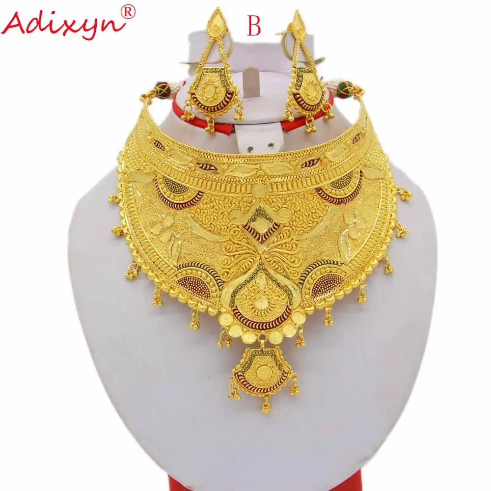 Adixyn 4 Desigh, Ogrlica/Uhani Nakit Set Zlata Barva/Baker Afriške/Etiopski/Dubaj Poročne Poroko Opremo N12302