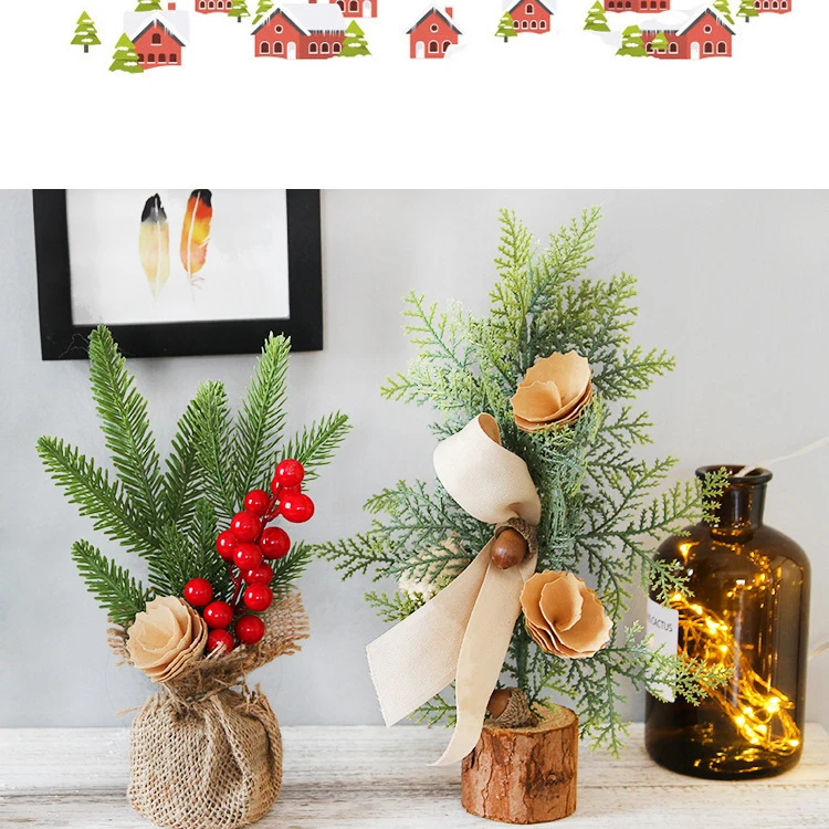 Novo 2Pcs Božični Okraski, Blago 25 cm Posajenih Dreves, Namizno Dekoracijo Božični Mini Drevo Tkanine Umetnosti