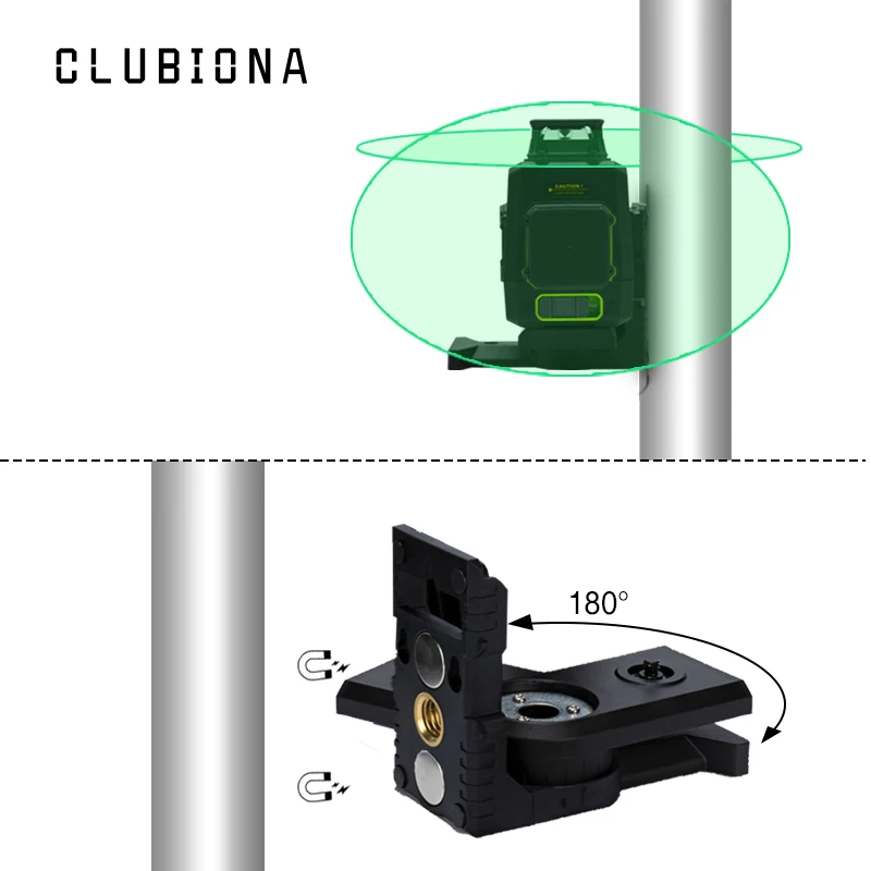 CLUBIONA MD08G nemški Laser dioda 3D Zeleni Laser Ravni z 2 x 360 različnih delovnih linij in 5200mah litijeva baterija