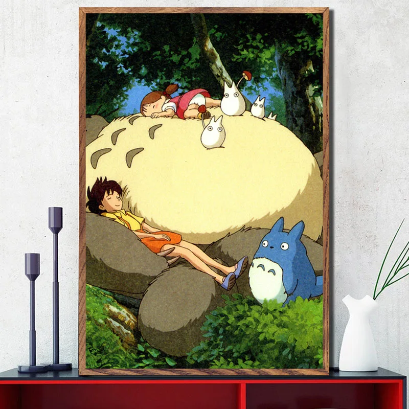Moj Sosed Totoro Ghibli Hayao Miyazaki Klasičnih Anime Film Art Barvanje Svile Platno Plakat Steno Doma Dekor