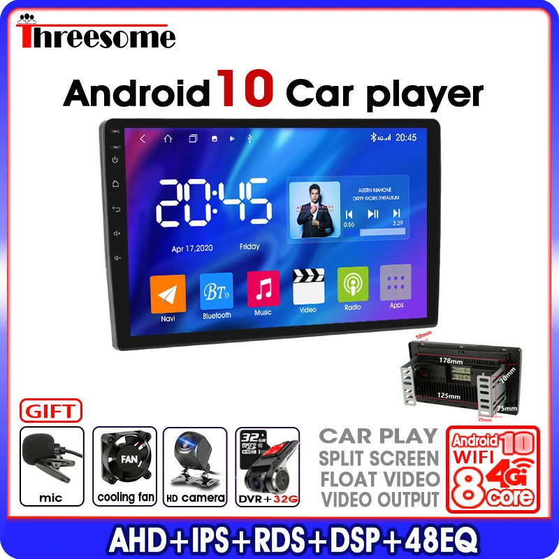 Troje 9 Inch 2 Din Android10.0 4G+64 G avtoradio Multimedijski Predvajalnik Videa DSP RDS 2.5 D GPS FM za Nissan Kia Honda, Toyota VW