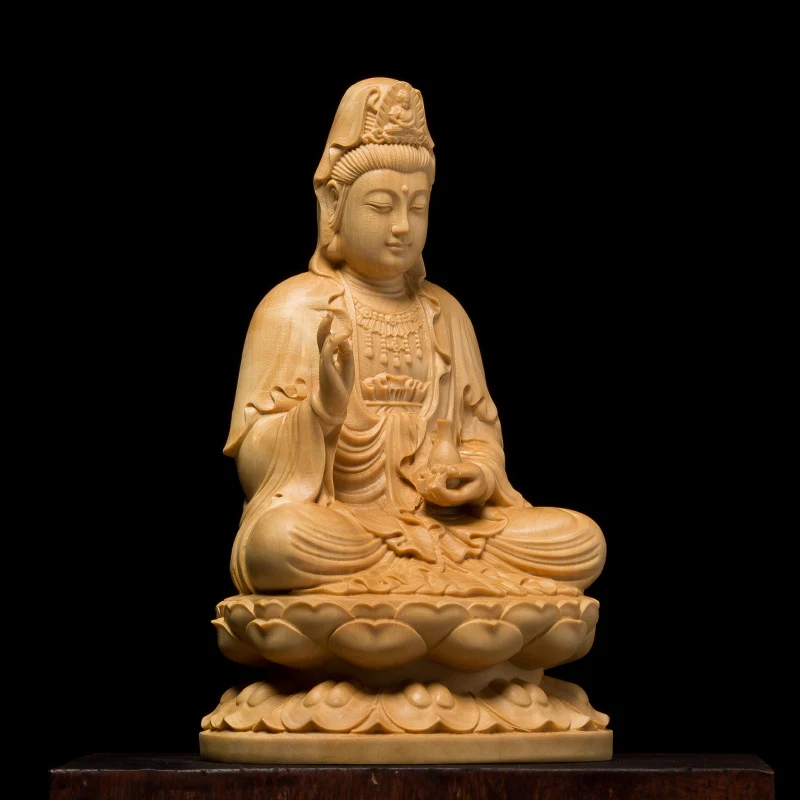10/13CM Kitajski Slog Guanyin Molite Buda Lesa Figurice Obrti Kiparstvo Začetni Dekoracijo Buda Carving Budizem Kip