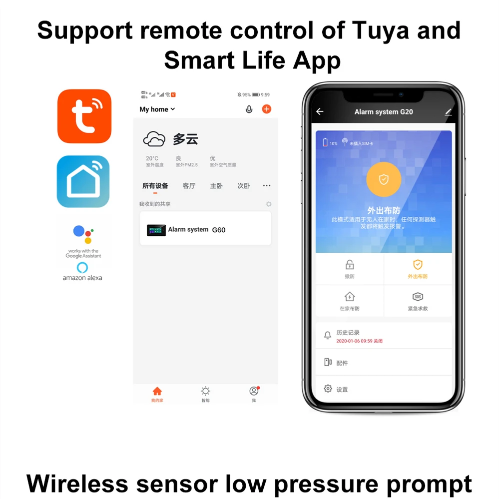 WIFI GSM Brezžični Doma Alarmni Sistemi Varnost Doma Prstnih Oboroženih Razoroži Vlomilec Senzor Gibanja Za Pametni Dom Alexa Amazon
