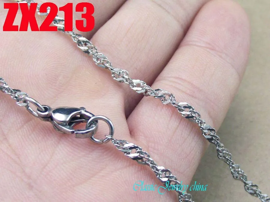 2,5 mm vodni val verige iz nerjavečega jekla ogrlica za ženske moški modni ogrlica verige ZX213