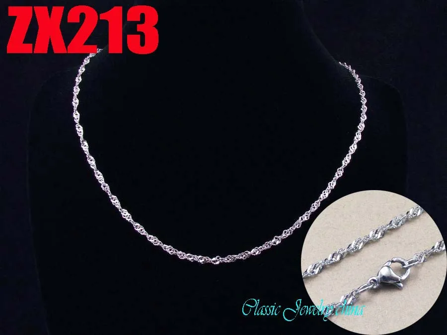 2,5 mm vodni val verige iz nerjavečega jekla ogrlica za ženske moški modni ogrlica verige ZX213
