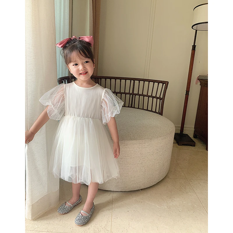 Baby dekleta oblačenja sladko belo mrežico pravljice princesa obleko otrok 2020 novo poletno obleko