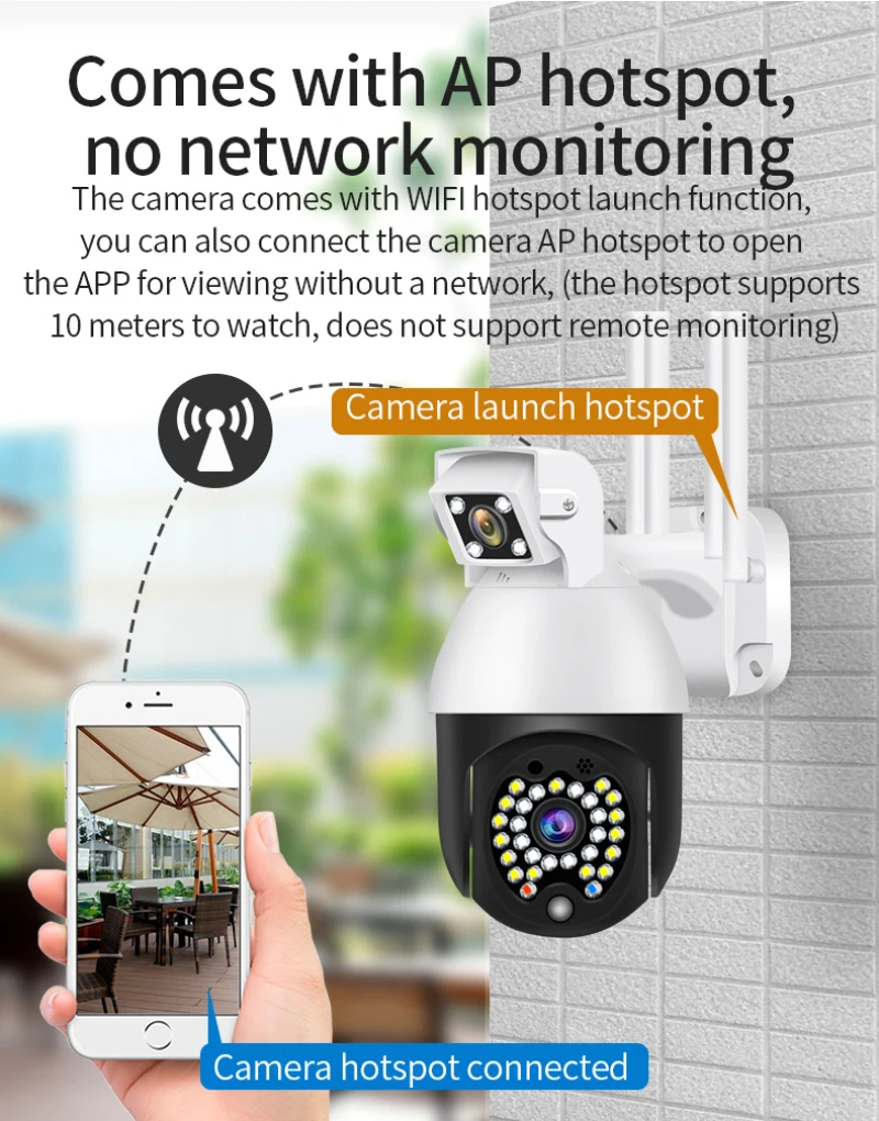 1080P WIFI PTZ IP Kamera Brezžična Dvojno Objektiv CCTV Prostem Varnosti Cam 29 kos IR Nočna Lučka LED na prostem kamere