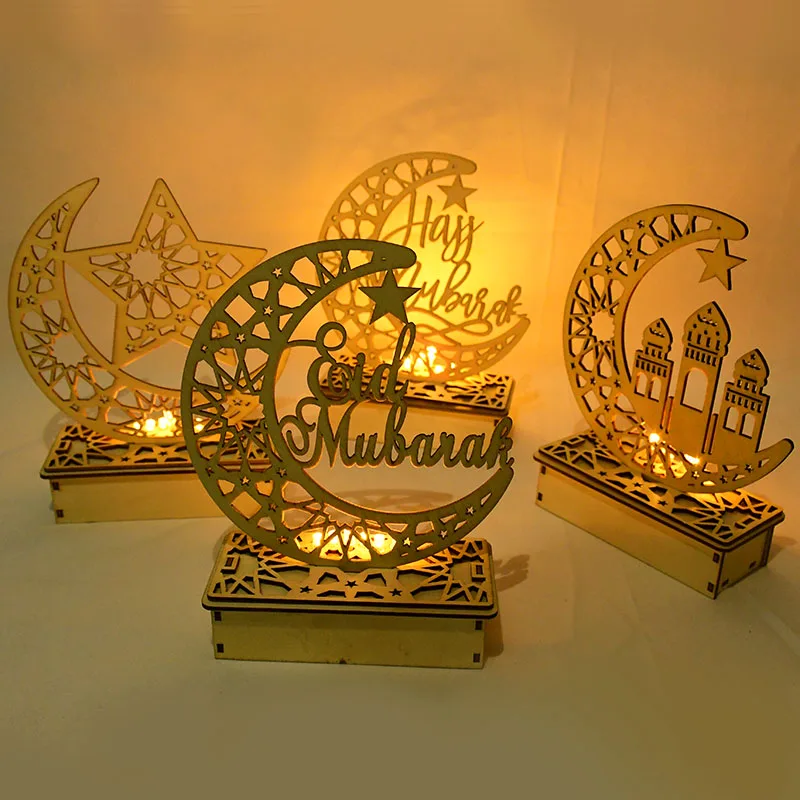 1P Mubarak Ramadana Okraski za Dom Led Moon Light Ornament Luna/Star Pravljice Luči Eid Mubarak Islamskih Islamski Festival Dekor