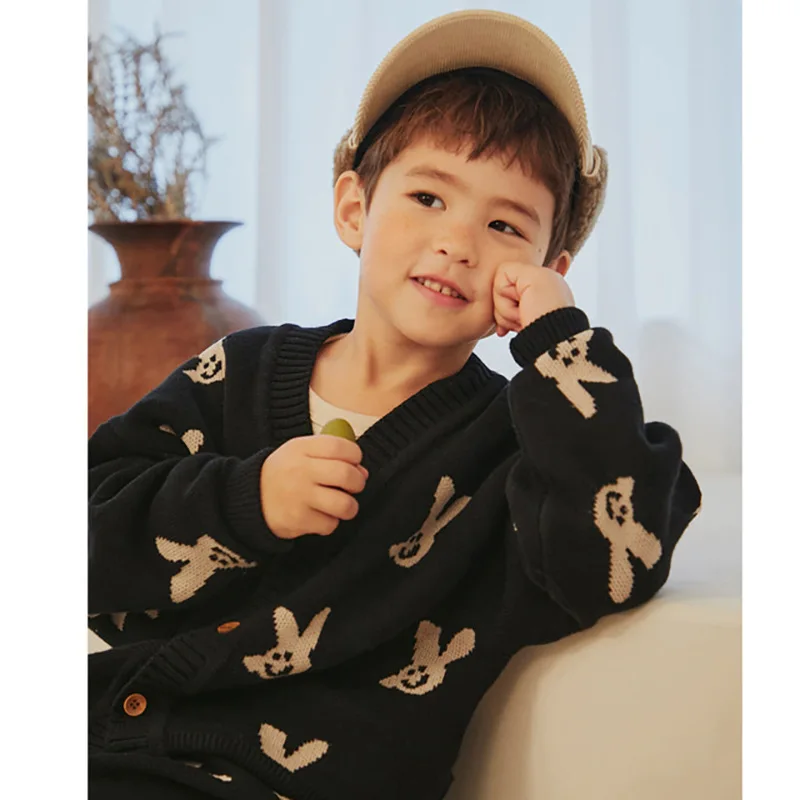 Limt blagovne Znamke 2020 Nove Jesensko Zimske Otroci Puloverji za Boys Girls Srčkan Print Pletene Cardigan Baby Otrok Moda Bombaž Outwear Oblači