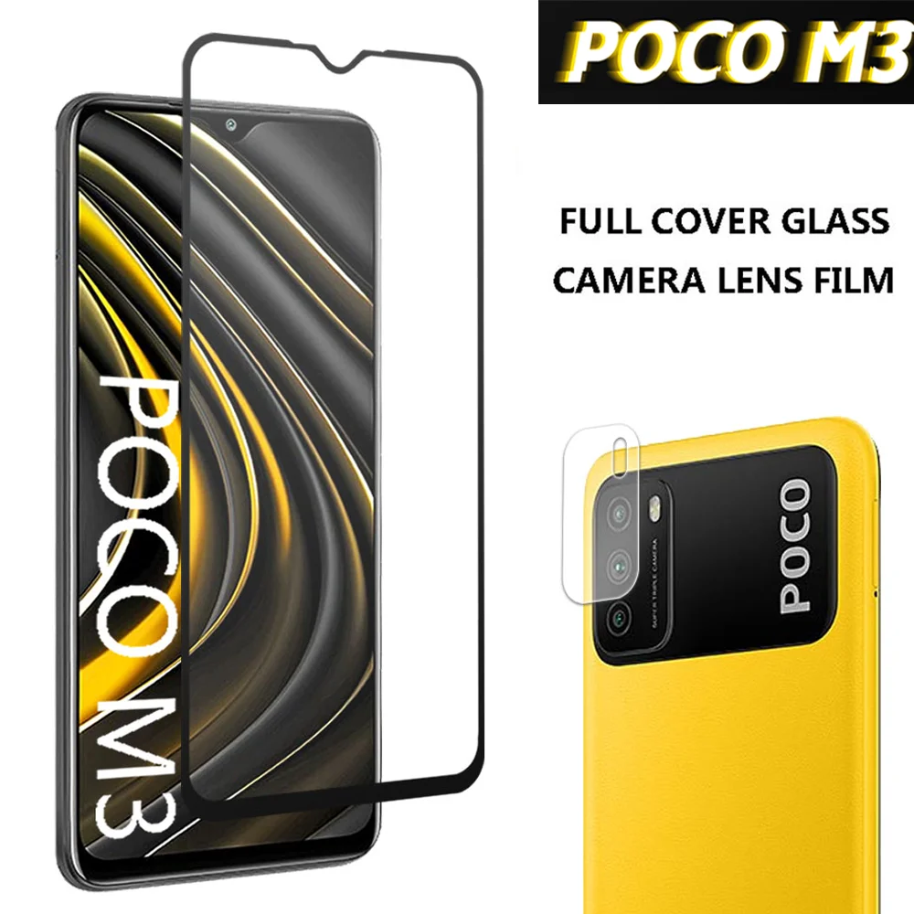 Polno Kritje Zaščitno Steklo za POCO M3 Primeru, Oklep Stekla Xiaomi Poco M3 Primeru Jasno Fotoaparat Film Poco M 3 Steklene Poco-X3-NFC