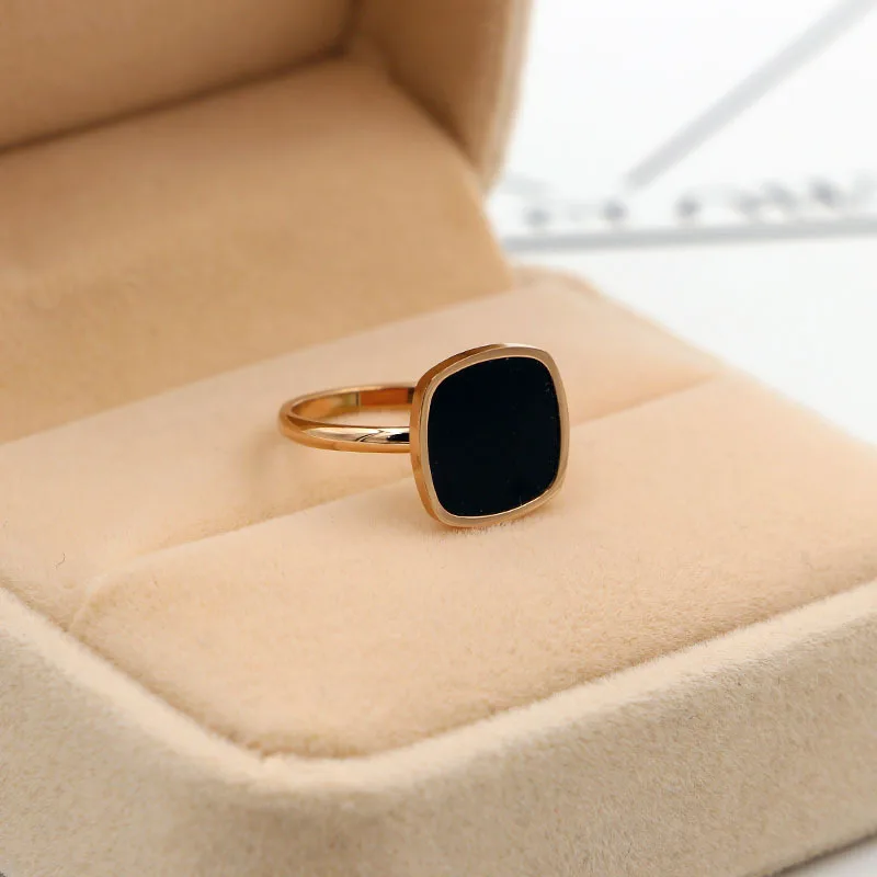 Iz nerjavečega jekla, obroči za ženske aneis feminino, geometrično kvadratno black ring modni nakit acero inoxidable joyeria anillos