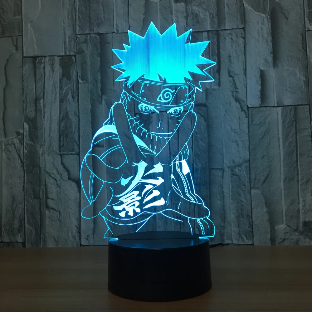 Risanka Anime 3D LED Nočna Lučka Iluzijo 7 Barva spreminja, USB Touch Mizo namizne Svetilke, Za Dekoracijo Doma Otroci Darilo