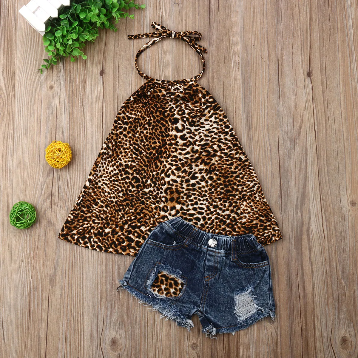 Pudcoco Malčke Baby Girl Obleke Leopard Trak Vrhovi Jeans Hlače 2Pcs Obleke Poletje Obleko