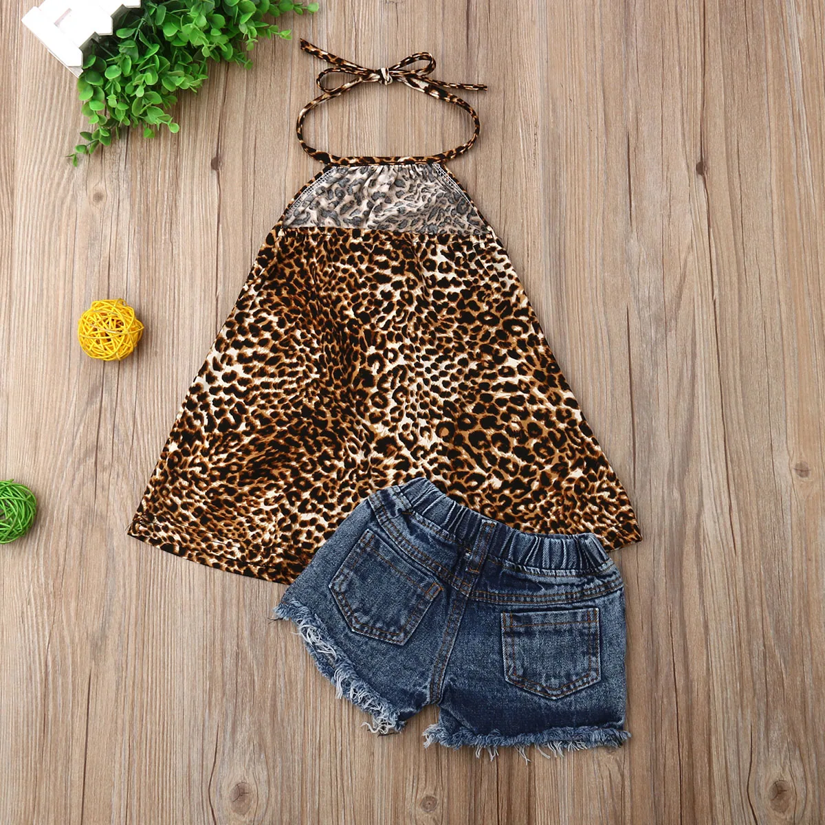 Pudcoco Malčke Baby Girl Obleke Leopard Trak Vrhovi Jeans Hlače 2Pcs Obleke Poletje Obleko
