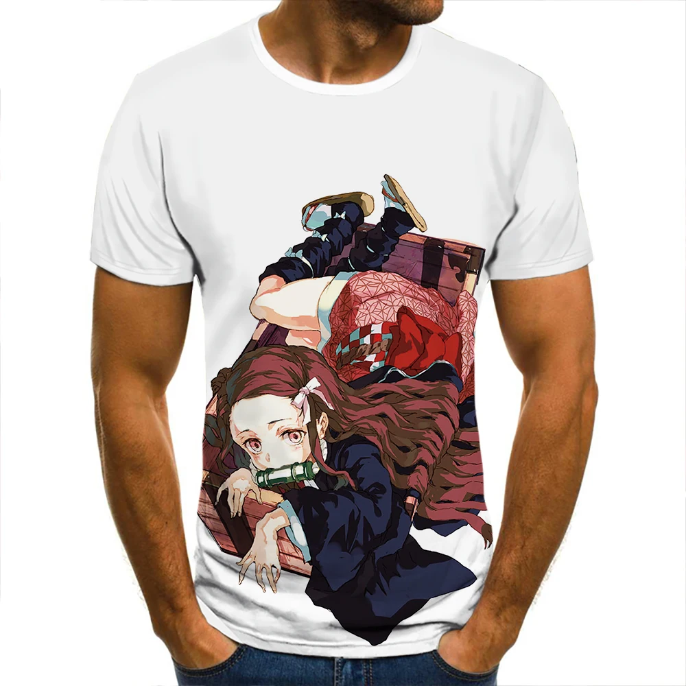 3D T-Shirt Demon Slayer Nezuko Oblačila za Moške, Ženske, Otroke, Kratek Rokav Kul Tees Moda Priložnostne Poletje Fant Dekle Otroci Ulične
