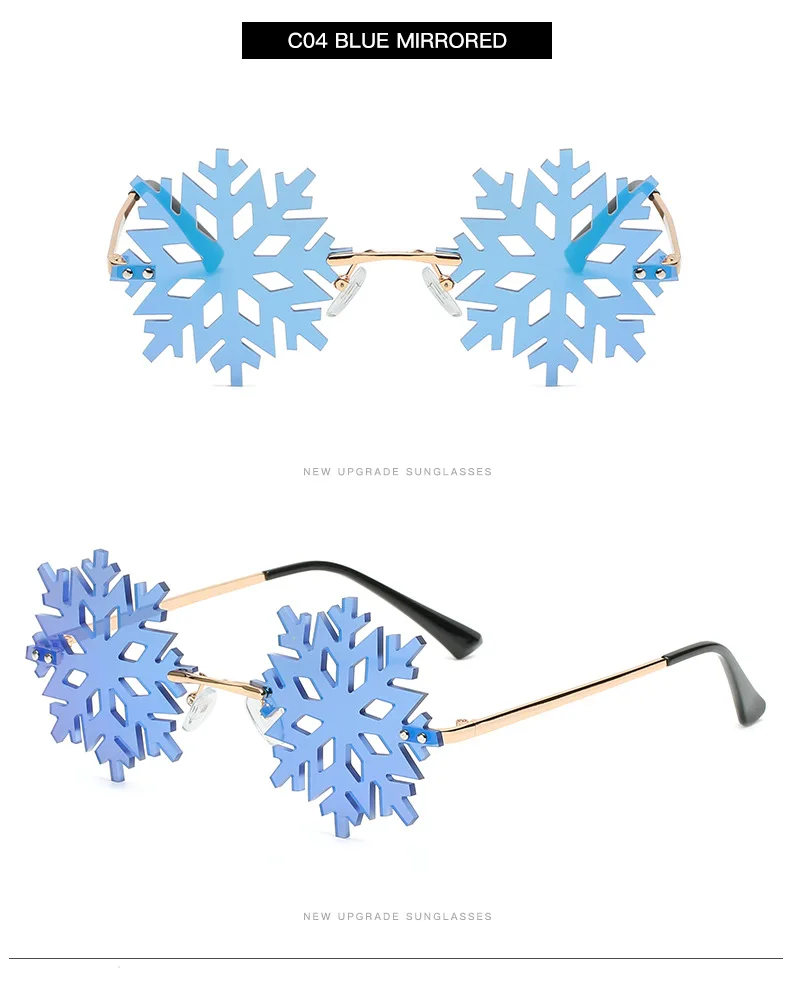 Moda Snežinka ženska sončna Očala Rimless Očala za Sonce Jasno, Bela Rožnata Očala Letnik Moški Očala Edinstveno Božično Odtenki