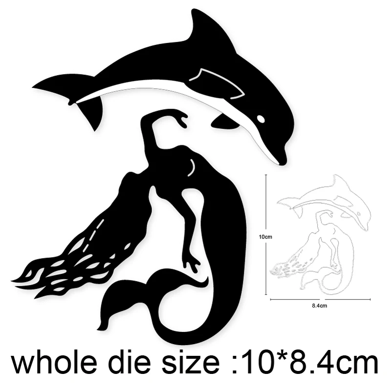 2020 novih Obrtnih umre Delfin in morska deklica Rezanje Kovin Matrice Matrice za DIY Scrapbooking umre Reliefi Album Papir, Kartice, zaradi Česar