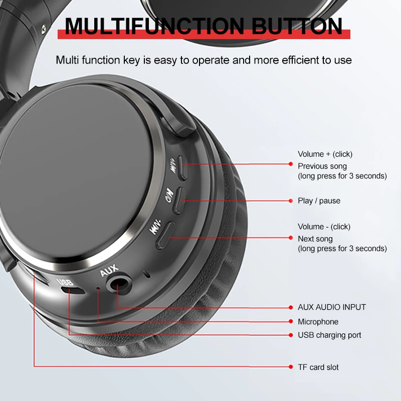 VJ901 Bluetooth Slušalke z Mikrofonom Brezžične Slušalke Zložljive Stereo Gaming Slušalke Podpira TF Kartice Za Mobilni Telefon