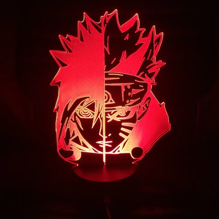 3d Led Nočna Lučka Naruto Jiraiya Kakashi Sasuke Noč Luč za Dom Dekor Lučka 3d Nočna Lamparas Luminaria Naruto Lučka