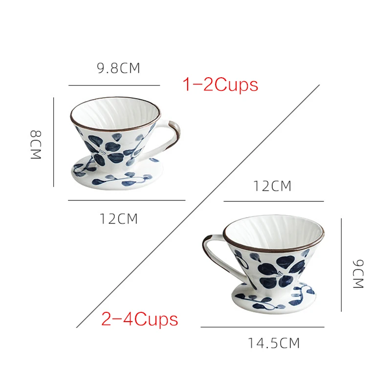 Keramični Aparat za Dripper Ročno poslikane Slog Kave Kapljično Filter Pokal Stalno Prelijemo Kavo s posebno Stojalo za 1-4Cup