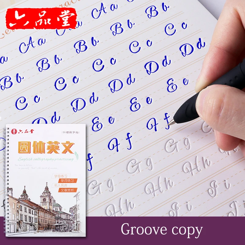 Liu Pin Tang angleški pisanja ročno pisanje krog handgroove praksi kopijo angleške Abecede besede, črke auto zbledi, se lahko ponovno uporabi