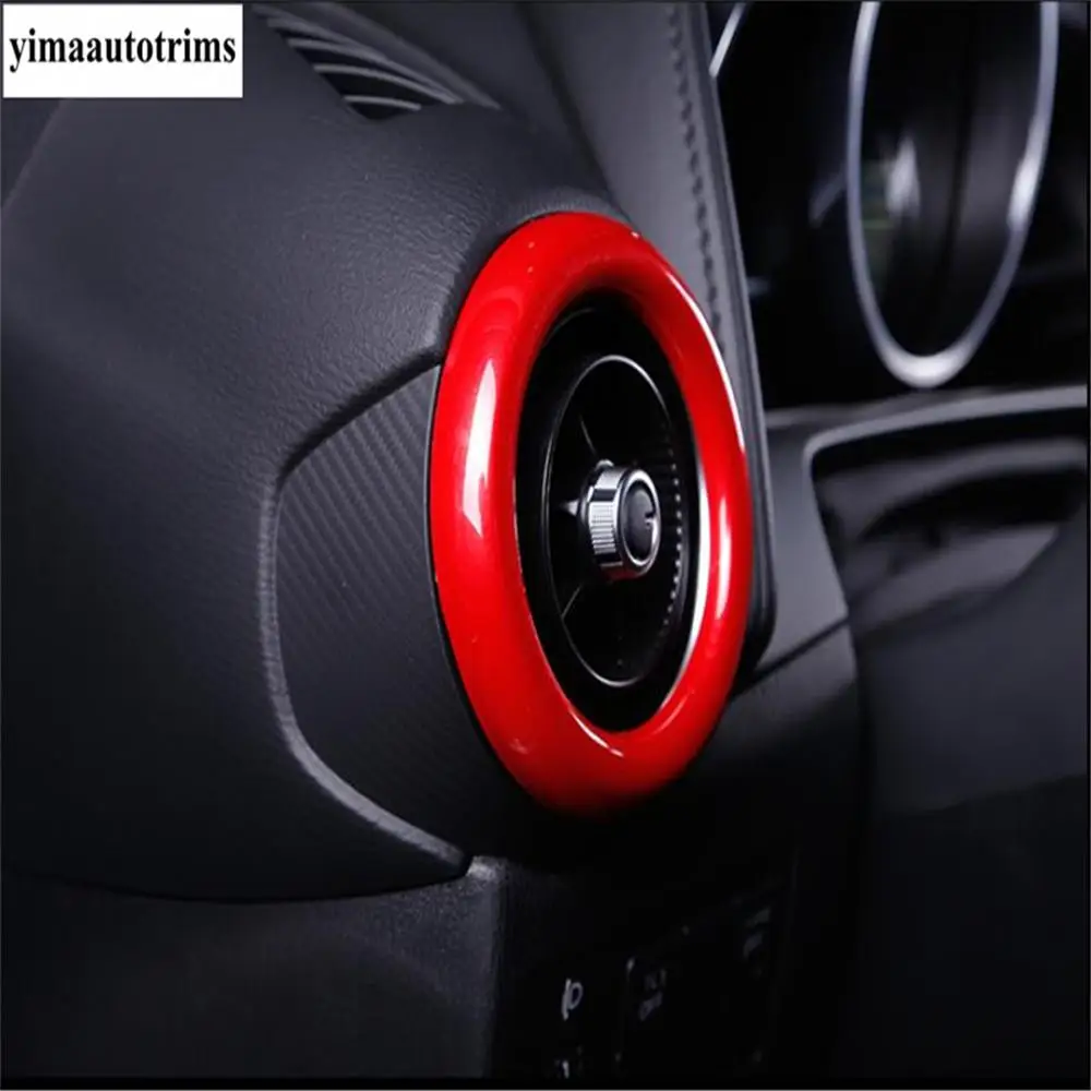 Nadzorna plošča klimatske naprave Vtičnica Vent Dekoracijo Krog Obroč Pokrov Trim Fit Za Mazda CX-3 CX3 2016 - 2020 ABS / Rdeča Slog