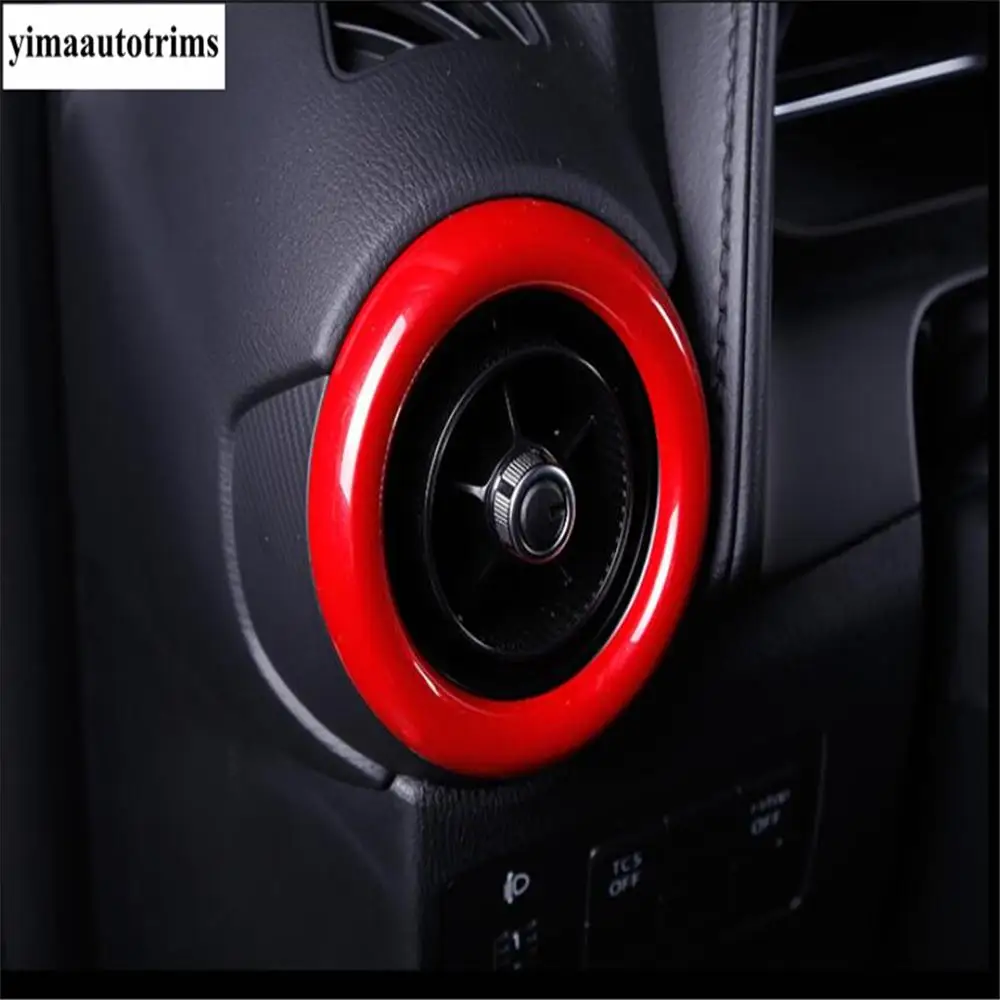 Nadzorna plošča klimatske naprave Vtičnica Vent Dekoracijo Krog Obroč Pokrov Trim Fit Za Mazda CX-3 CX3 2016 - 2020 ABS / Rdeča Slog