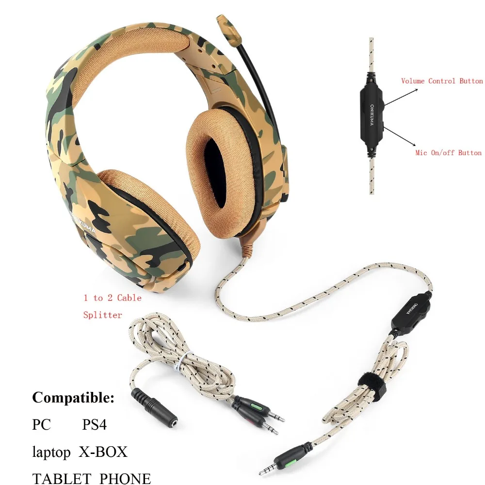 ONIKUMA K1 Prikrivanje PS4 Gaming Slušalke Žične Globok Bas Slušalke Čelade z Mikrofonom za Nov Xbox Ene Laptop PC Gamer