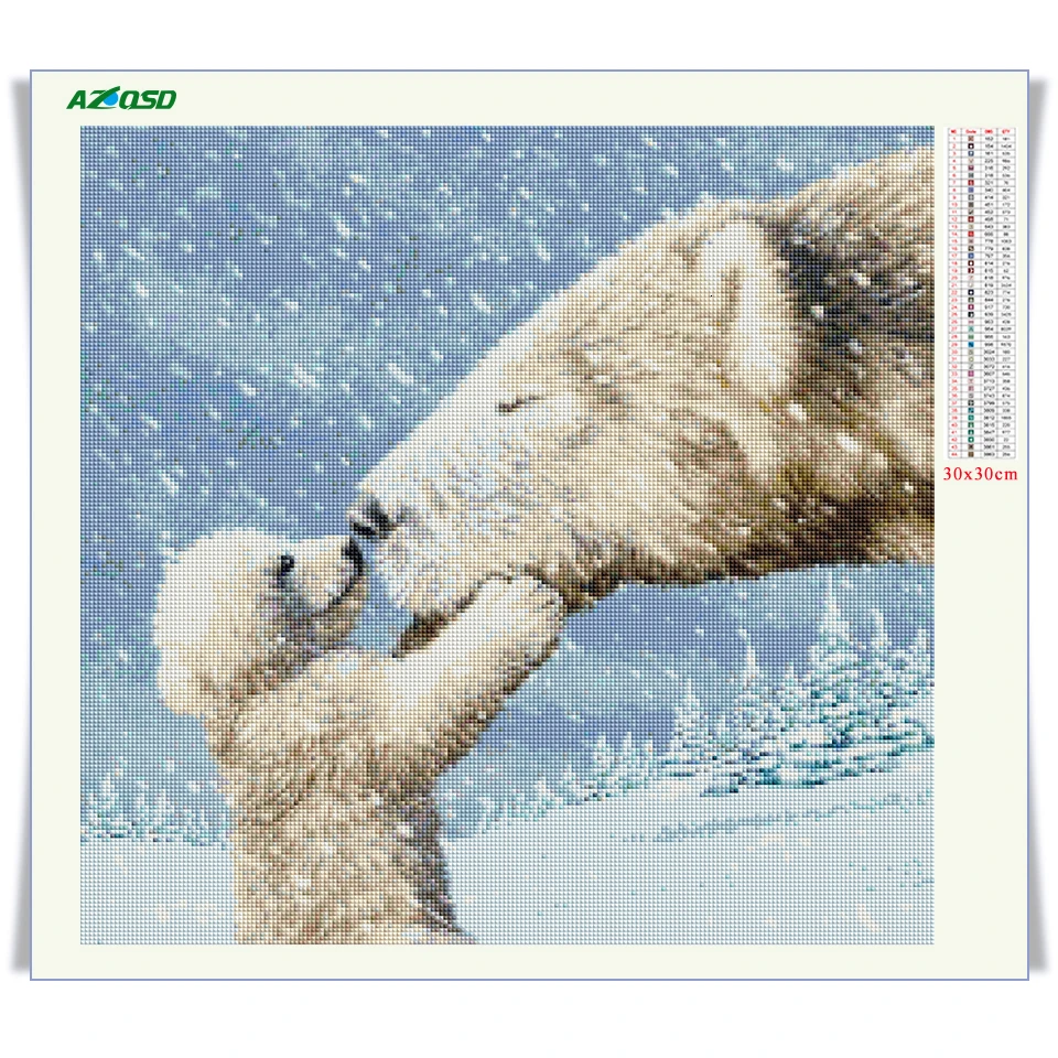 AZQSD 5D Diamond Slikarstvo Polarni Medved, ki je Poln Kvadrat Sveder Diamantni Vezenje Živali Prodaje Sliko Okrasnih DIY Dekor Za Dom