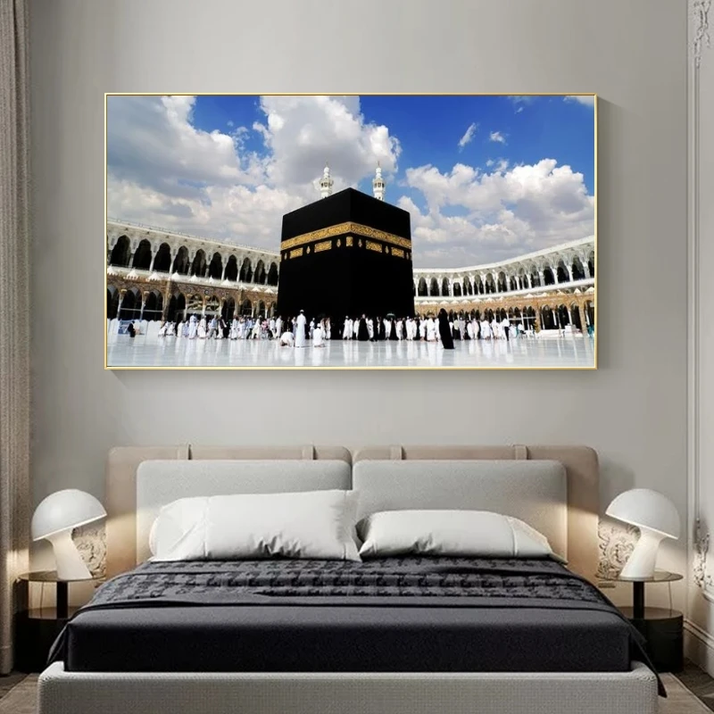 Velika Velikost Muslimanska Arhitektura Platna, Plakati, Abd Fotografij Znanih Islamskih Wall Art Kaaba Stenske Slike za Dom Dnevna Soba Dekor