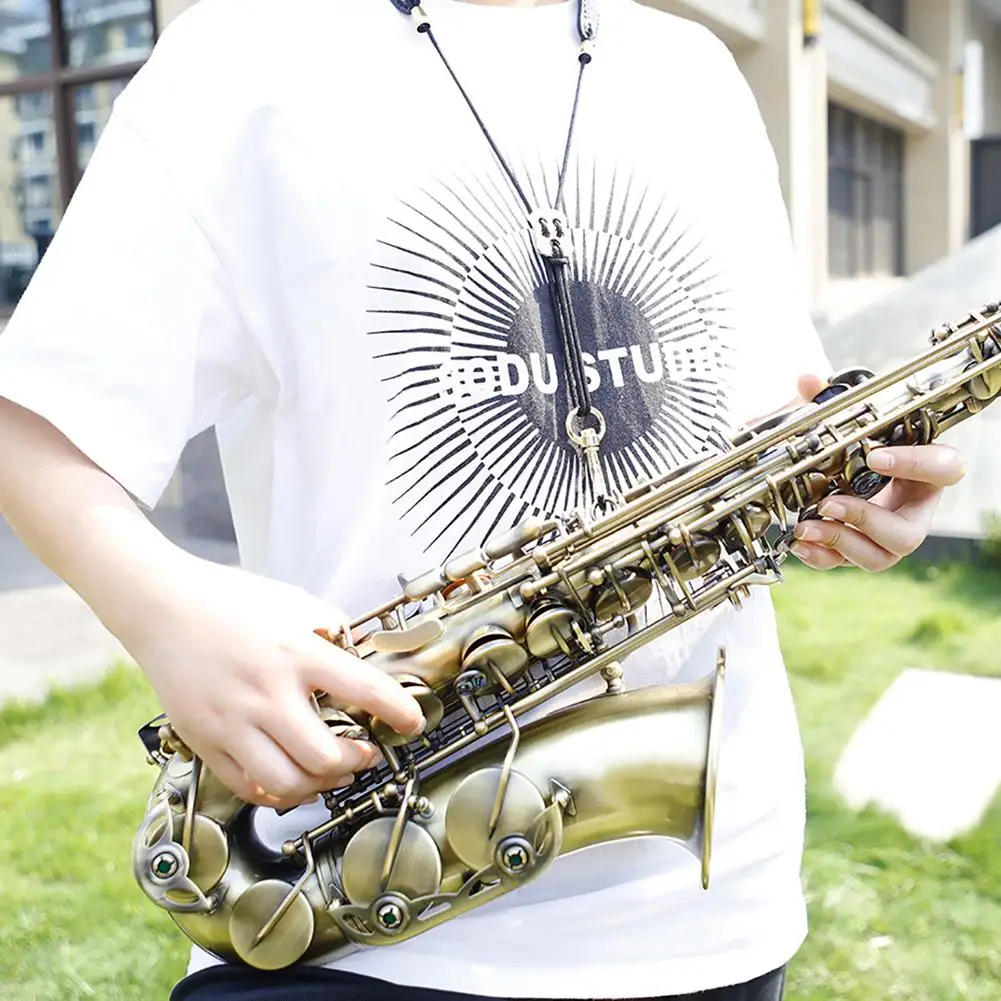 Nastavljiva Oblazinjena Umetno Usnje Saksofon Ramenski Trak Pasu Pasu Sax Vratu Trakov s Kavljem Zaponko za Glasbila Pribor
