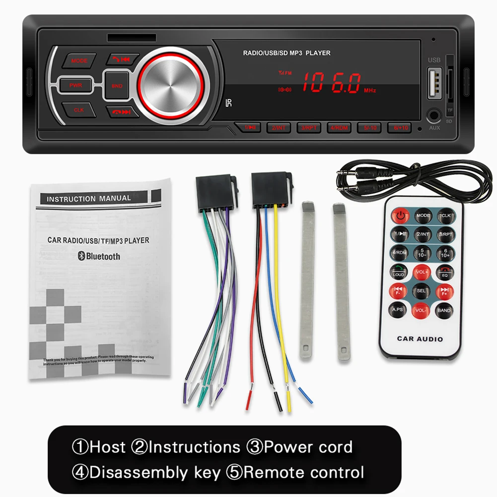 1 DIN Avto Radio FM Bluetooth Autoradio AUX-TF USB, U Disk, MP3 Predvajalnik Handfree Auto Stereo Multimedijske Avdio V Dash Vodja Enote
