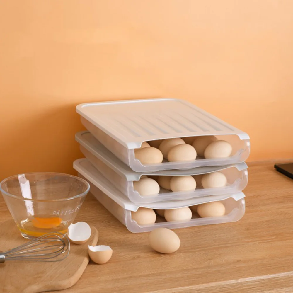 Kuhinja Jajce Imetnik Škatla Za Shranjevanje Rack Posoda Zložene Samodejnim Pomikanjem Jajce Imetnik Škatla Za Shranjevanje Rack Posoda