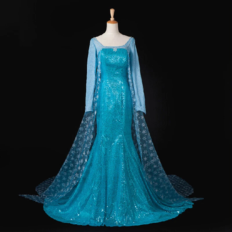 Odraslih halloween ZAMRZNJENE obleko ELSA princesa modra dolg rokav cos uspešnosti vlogo igrajo faza obleko za ženske, cosplay kostum