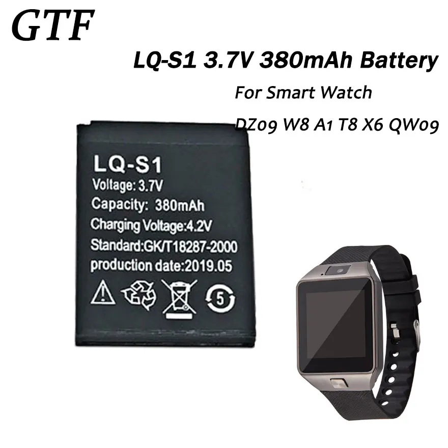2PCS LQ-S1 Baterija Za Smart Watch DZ09 W8 A1 T8 X6 QW09 V8 X6 DJ-09 Baterije LQ-S1 3,7 V 380mAh Li-po Baterija za ponovno Polnjenje Celic