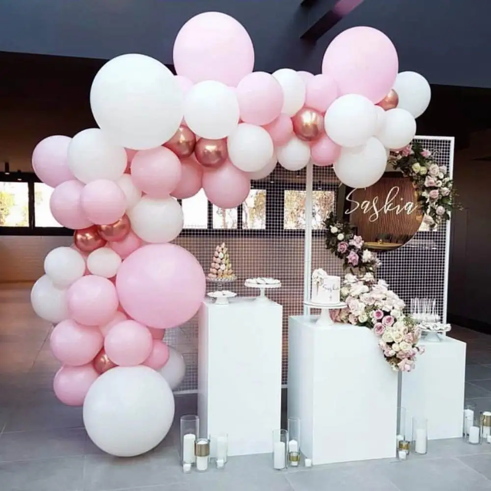118pcs DIY Baloni Garland Arch Kit Rose Zlata, Roza, Beli Balon Baby Tuš Poročni Tuš Poroko, Rojstni dan Odlikovanja