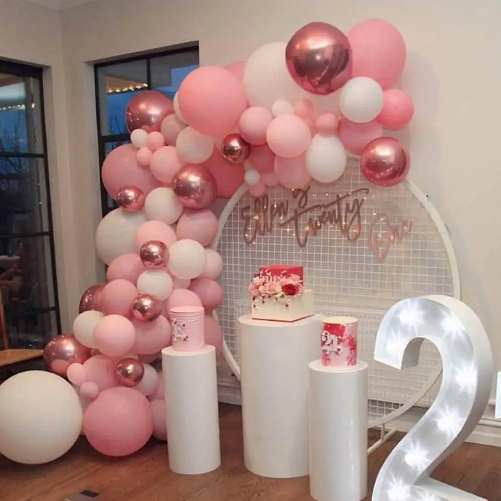 118pcs DIY Baloni Garland Arch Kit Rose Zlata, Roza, Beli Balon Baby Tuš Poročni Tuš Poroko, Rojstni dan Odlikovanja