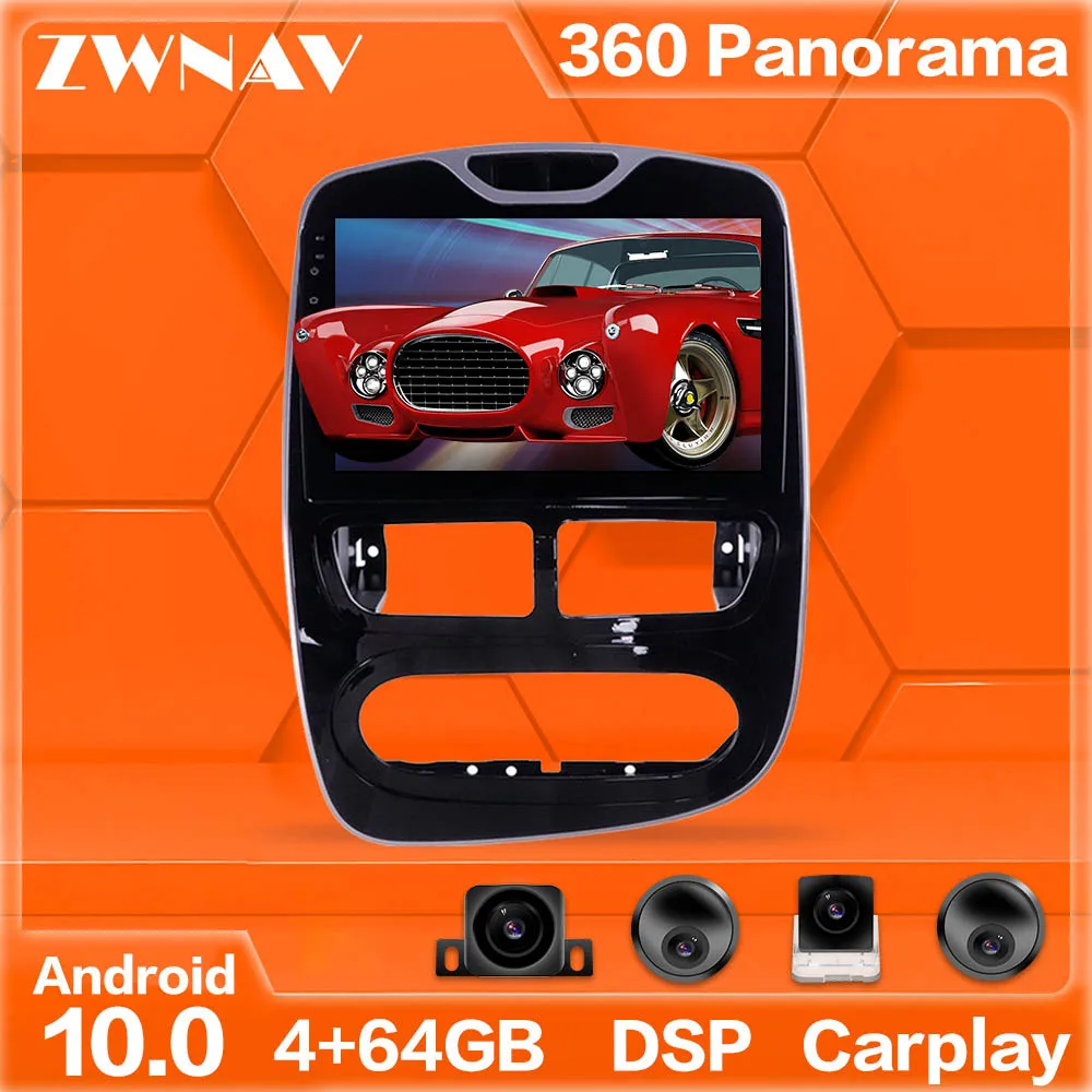 360 Kamere Android 10 sistem Avtomobila Multimedijski Predvajalnik Za Renault Clio 2013-GPS Navi Radio stereo IPS, zaslon na Dotik, vodja enote
