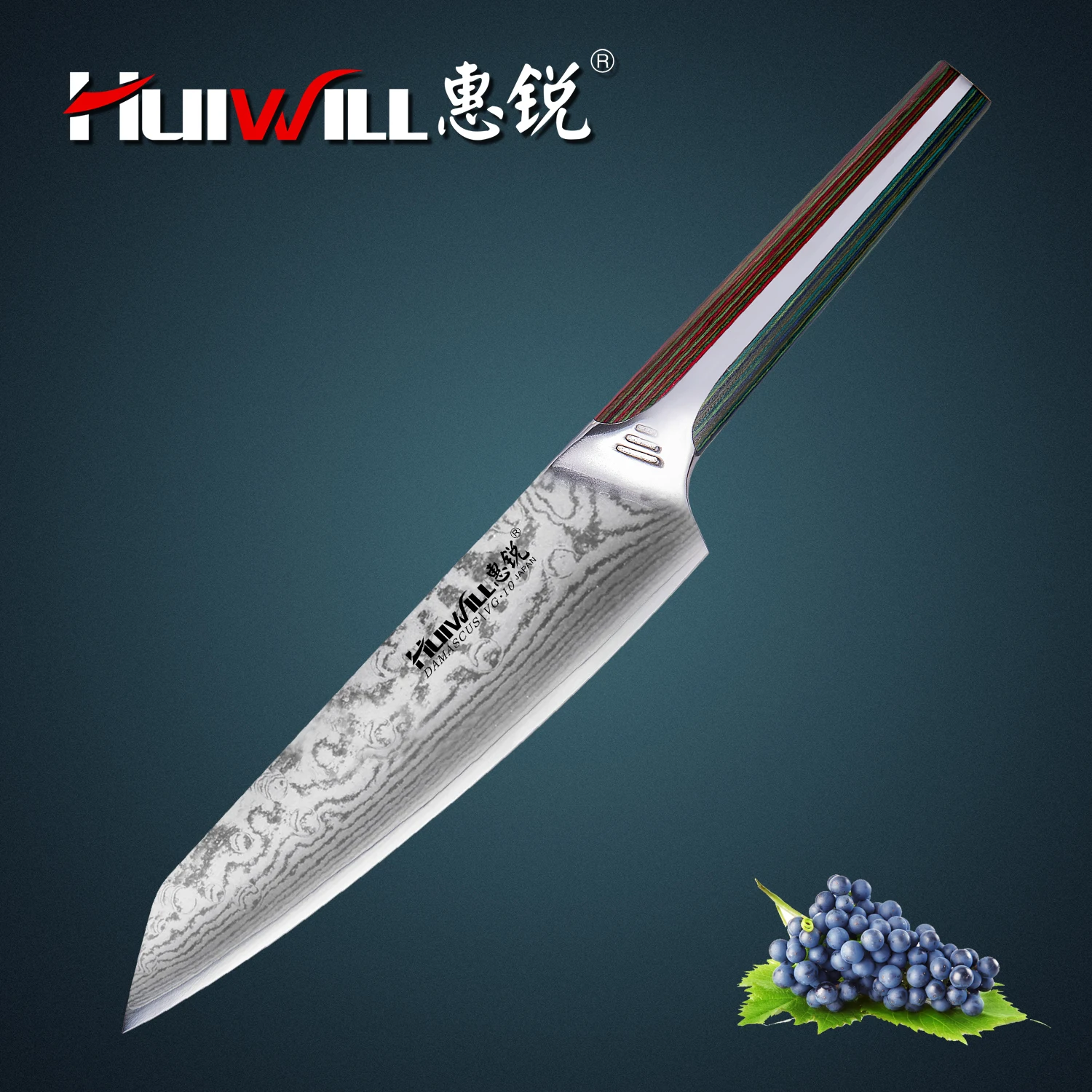 2020New! HUIWILL kuharski Nakiri Nož 67 Plasti Japonski Damask Jekla Kuhinja, Kuhanje Nož Strjenih Phoenix Barva Ročaj
