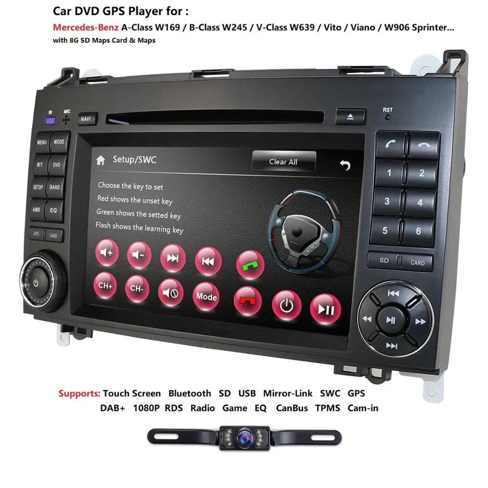 2Din AutoRadio Avto DVD palyer za Mercedes Benz Sprinter B200 W209 W169 W169 B-klasse W245 B170 Vito W639 gps navigacija CSD BT