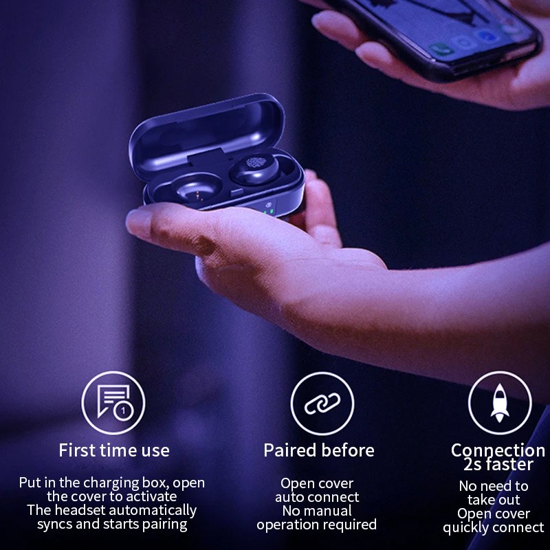 Novo TWS Dotaknite se možnosti Brezžično 5.0 Bluetooth Slušalke HD Stereo Slušalke Športne igre na Srečo Vodotesne Slušalke z Dvojno Mic Power LED Zaslon