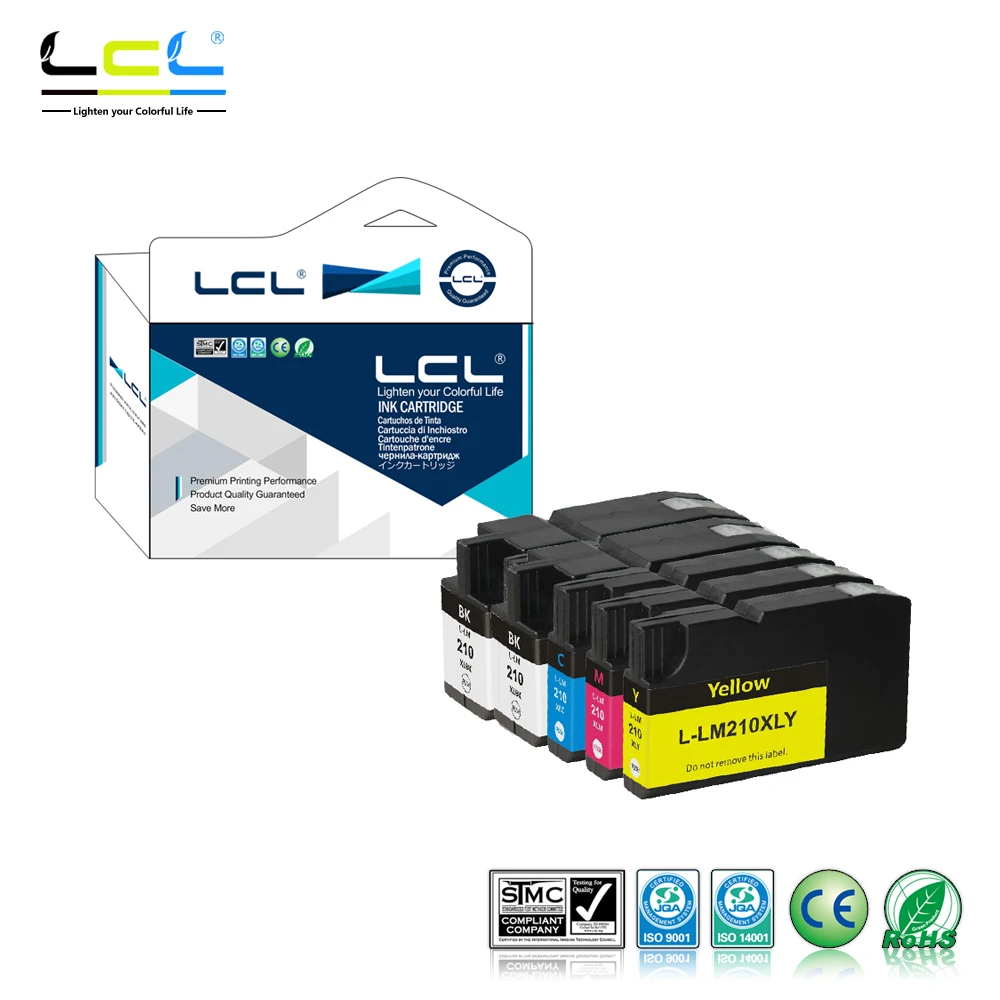 LCL 210XL 210 XL (5-Pack-gnome Black Cyan Magenta Yellow) Črnilom Kartuše, Združljive za Lexmark OfficeEdge Pro4000c 4000 5500 5500t
