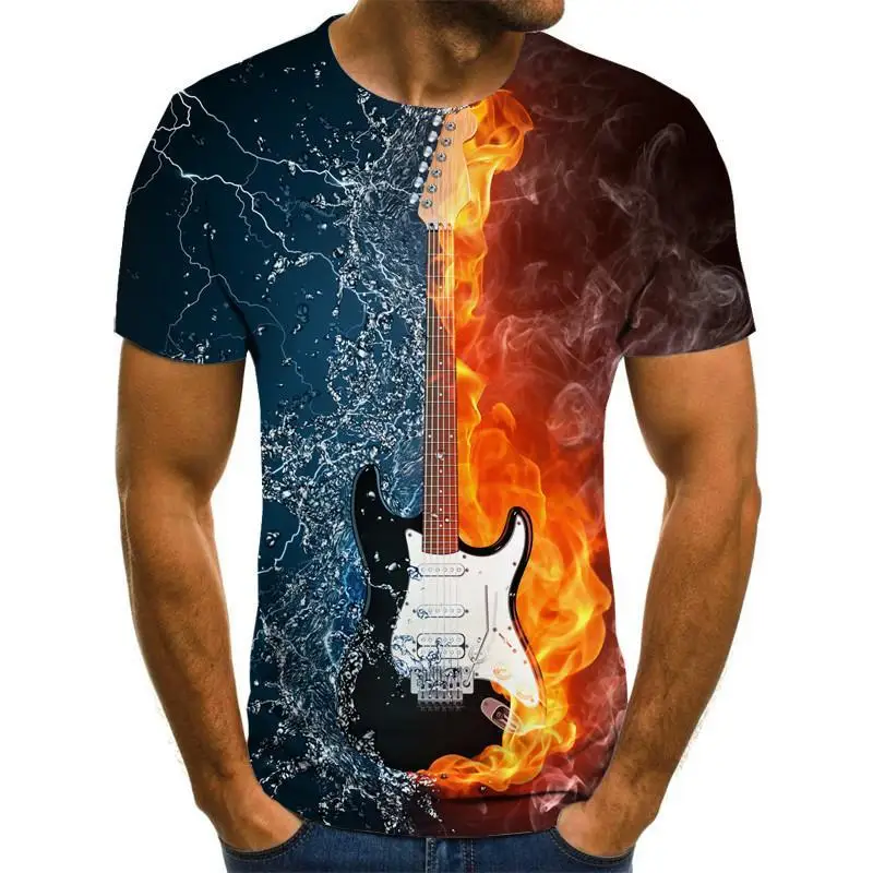 2020 Nove T-shirt za Moške Glasbe T-shirt 3d Kitara T-shirt Majica Tiskanja Gothic Anime Oblačila Kratek Rokav T-Shirt XXS-6XL
