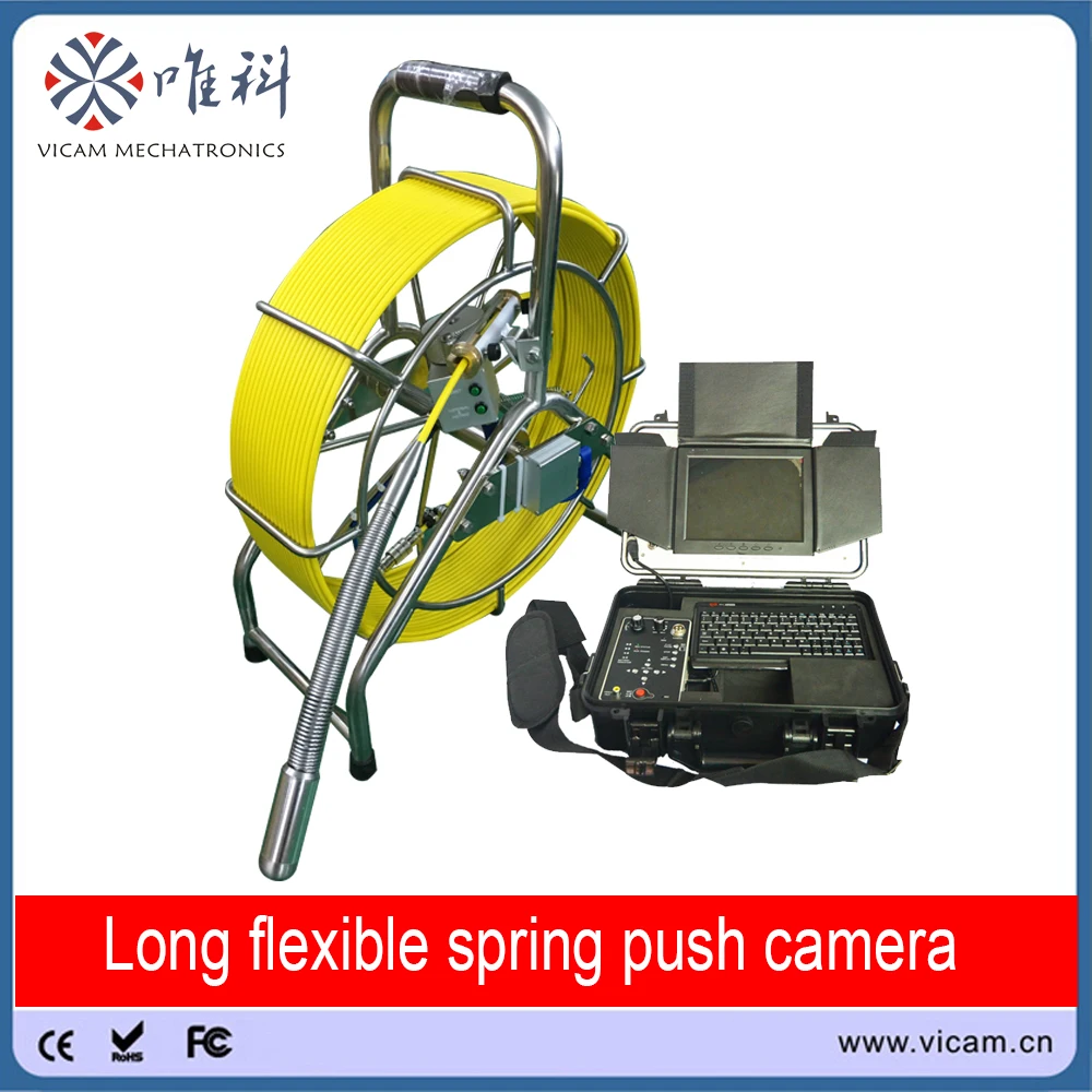Shenzhen Vicam kanalizacijo kamere 29 mm nepremočljiva self ravni potisnite palico pregled opreme s 60m 7mm toga kabel in meter števec